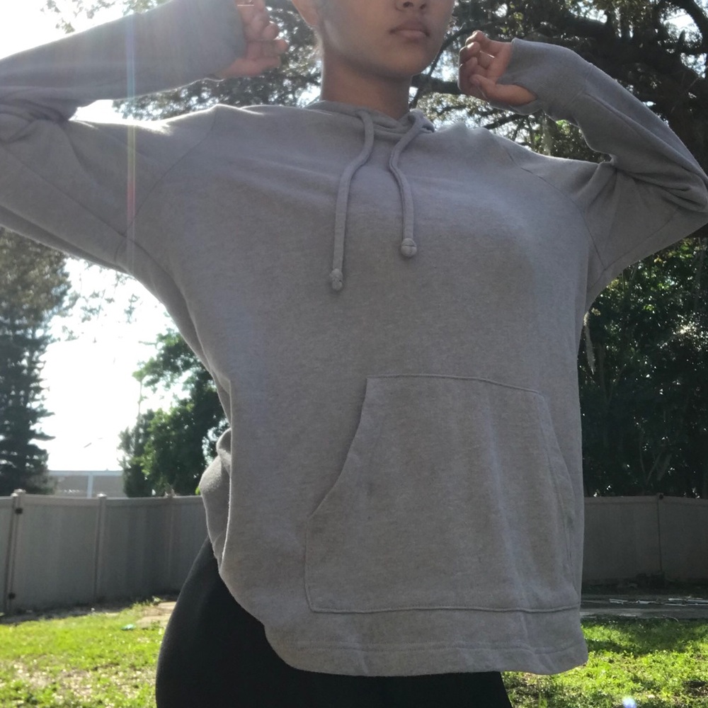 Grey workout gear hoodie